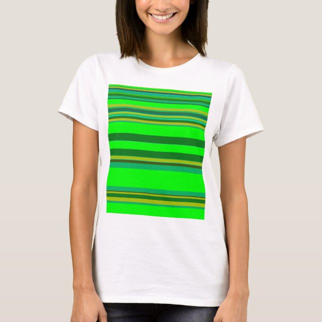 Farbenfrohe grüne Streifen, individuelles Designmu T-Shirt (Vorderseite)