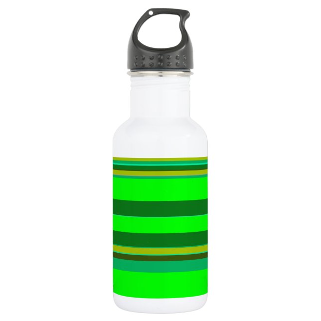 Farbenfrohe grüne Streifen, individuelles Designmu Trinkflasche (Vorderseite)