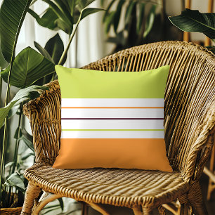 Farbenfrohe grüne und orange Streifen Kissen