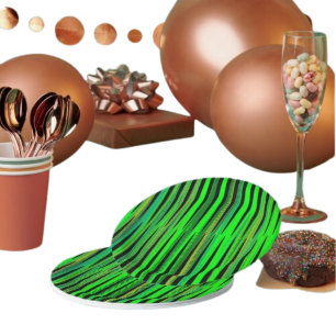 Farbenfrohe grüne Weihnachten Zig Zag Muster Pappteller