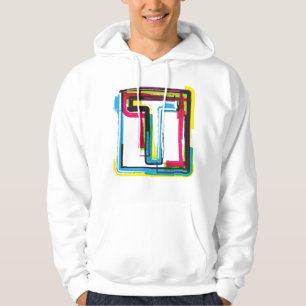 Farbenfrohe Grunge Letter T Artistic Hoodie