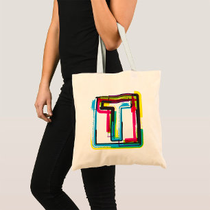 Farbenfrohe Grunge Letter T Artistic Toop Bag Tragetasche