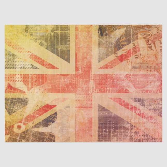 Farbenfrohe Grunge Union Jack Posh Gift Wrap Seidenpapier (Vorderseite)