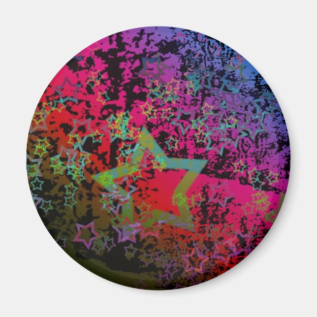 Farbenfrohe Grungy Star Design Magnet (Vorne)
