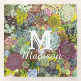 Farbenfrohe Grünpflanzen Sukkulente Glasuntersetzer