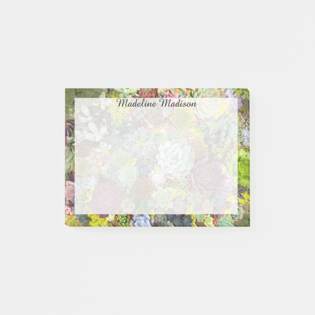 Farbenfrohe Grünpflanzen Sukkulente Post-it Klebezettel (Vorderseite)