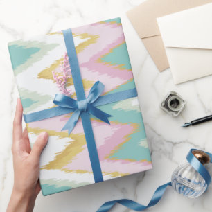 Farbenfrohe, gürtelige Kat-Zickzack Tribal-Muster Geschenkpapier