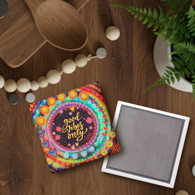 Farbenfrohe Gute Vibes nur Inspirivity Förderung Magnet (Von Creator hochgeladen)