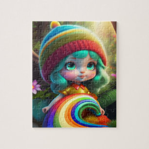 Farbenfrohe Haar Kleine Girl Puzzle