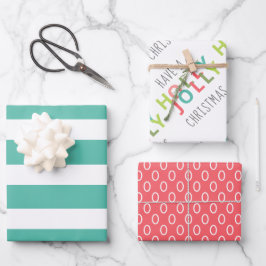 Farbenfrohe haben ein Holly Jolly Weihnachten Geschenkpapier Set