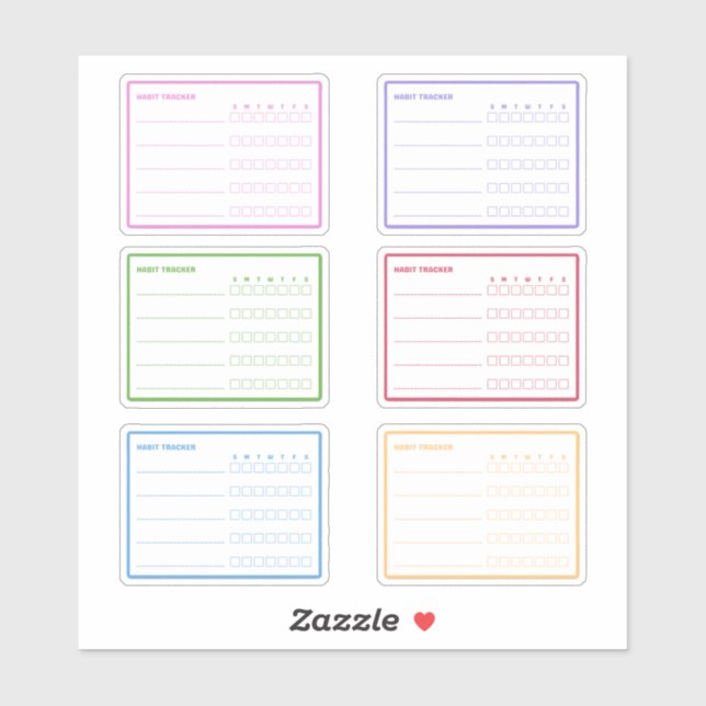 Farbenfrohe Habit Tracker Plane Aufkleber (Blatt)