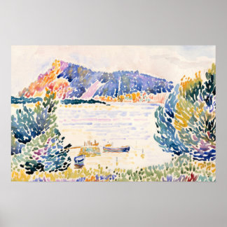Farbenfrohe Hafenlandschaft Malerei Poster