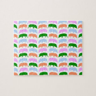 Farbenfrohe Hähne Pink Blue Green Orange Puzzle
