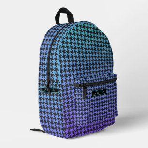 Farbenfrohe Hahnentrittmuster-blau bis Lila-strahl Bedruckter Rucksack