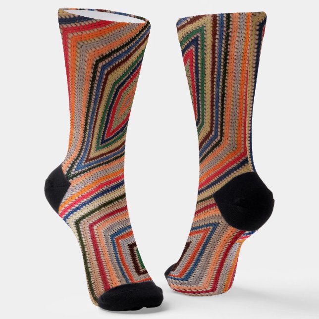 Farbenfrohe Häkelquadrate drucken Socken (Gewinkelt)
