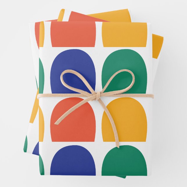 Farbenfrohe Halbkreisgeometrie Geschenkpapier Set (Beispiel)