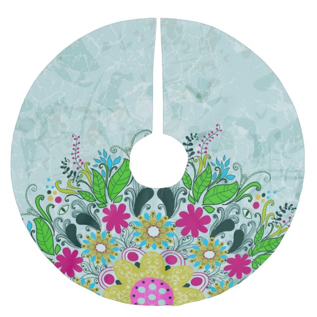 Farbenfrohe Halbleiter-Retro-Wirbel Polyester Weihnachtsbaumdecke (Vorderseite)