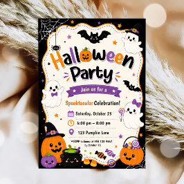 Farbenfrohe Halloween-Kostümparty mit Cocktails Einladung