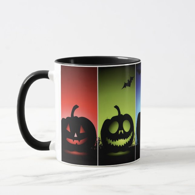 Farbenfrohe Halloween-Kürbisse Tasse (Links)