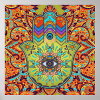 Farbenfrohe Hamsa Hand - Hand Fatima