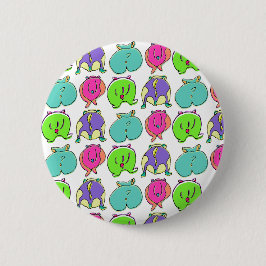 Farbenfrohe Hamster-Hintern-Muster Button
