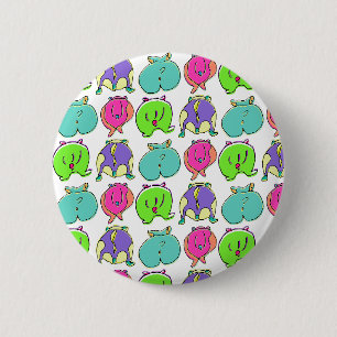 Farbenfrohe Hamster-Hintern-Muster Button