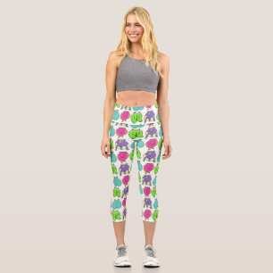 Farbenfrohe Hamster-Hintern-Muster Capri Leggings
