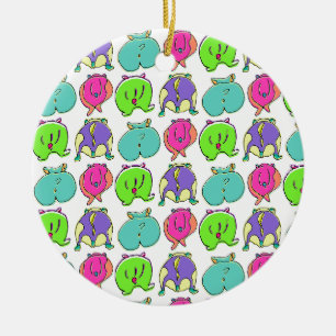Farbenfrohe Hamster-Hintern-Muster Keramik Ornament