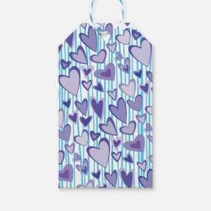 Farbenfrohe Hand Drawn Hearts-Geschenk-Tag Geschenkanhänger