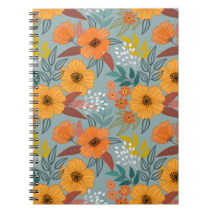 Farbenfrohe Hand zeichnend Blume nahtlos Muster Notizblock