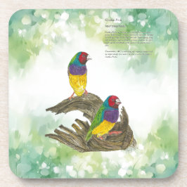 Farbenfrohe handbemalte Gouldian Finch Getränkeuntersetzer