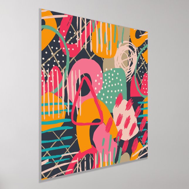 Farbenfrohe HandDrawnZeitgenössische Grunge Art 1 Foliendrucke (Ablage )