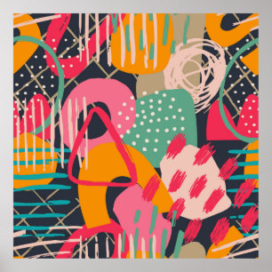 Farbenfrohe HandDrawnZeitgenössische Grunge Art 1 Poster