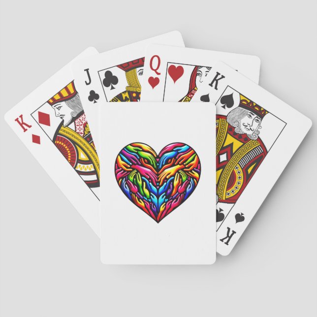 Farbenfrohe Hände Unity Heart Inclusivity & Togeth Spielkarten (Rückseite)
