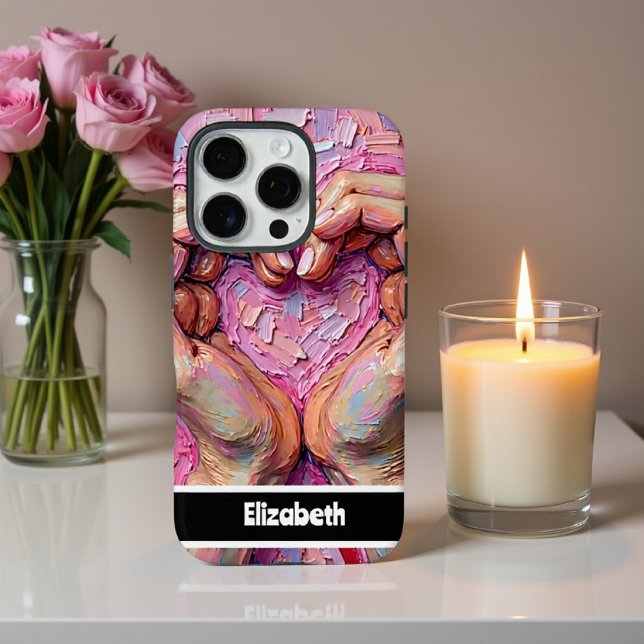 Farbenfrohe Handgemalte Herzdesign Personalisierun Case-Mate iPhone Hülle (Von Creator hochgeladen)