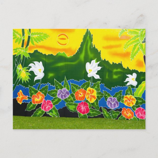 Farbenfrohe handgemalte Packungen. Moorea, Französ Postkarte (Vorderseite)