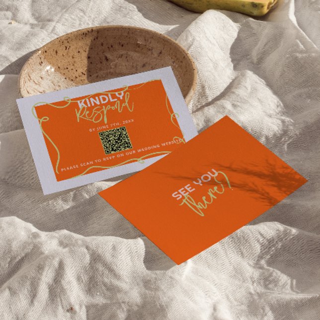 Farbenfrohe handgeschriebene Fun Painted QR Code H RSVP Karte (Von Creator hochgeladen)