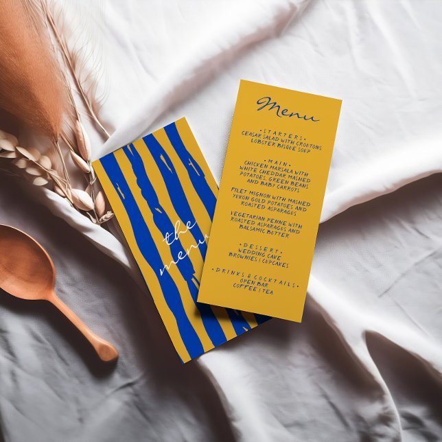 Farbenfrohe handgeschriebene italienische Pinstrip Menükarte (Von Creator hochgeladen)