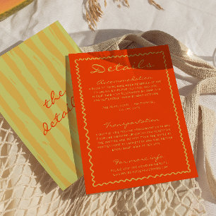 Farbenfrohe handgeschriebene Pinstripe Hochzeitsde Begleitkarte