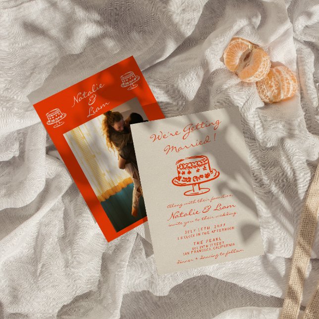 Farbenfrohe handgezogene Kuchen Retro Foto Spaß Ho Einladung (Von Creator hochgeladen)