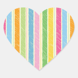 Farbenfrohe, handgezogene Streifen Herz-Aufkleber