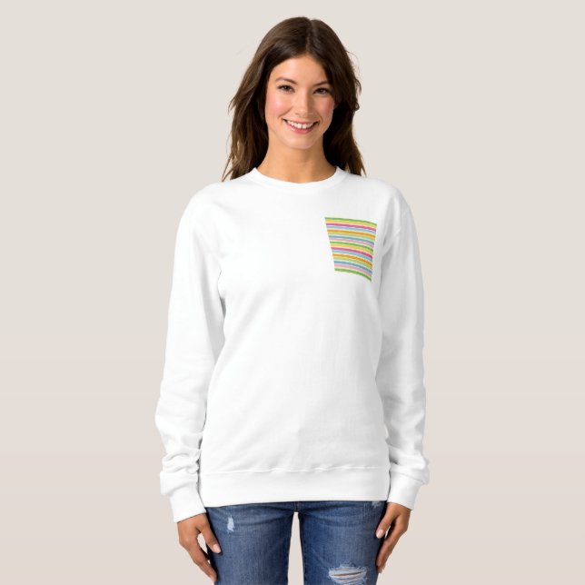 Farbenfrohe, handgezogene Streifen Sweatshirt (Vorne ganz)