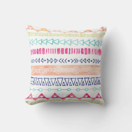 Farbenfrohe handgezogene Wasserfarbe Tribal Kissen