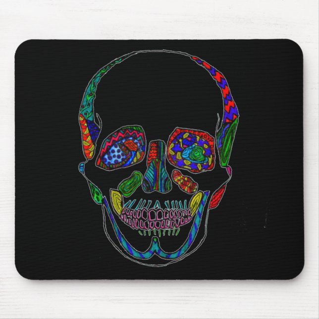 Farbenfrohe handgezogene Zuckerkulppermosaike Mousepad (Vorne)