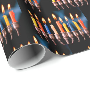 🕎 farbenfrohe Hanukka Menorah Geschenkpapier