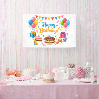 Farbenfrohe Happy Birthday-Feier Banner