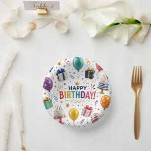 Farbenfrohe Happy Birthday Party Feier Papier Pappteller