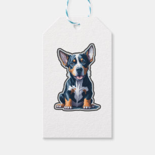 Farbenfrohe Happy Doberman Puppy Geschenkanhänger