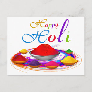 Farbenfrohe Happy Holi Powders Paint Swirl Postkarte