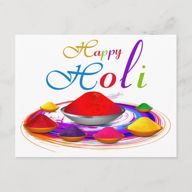 Farbenfrohe Happy Holi Powders Paint Swirl Postkarte (Vorderseite)